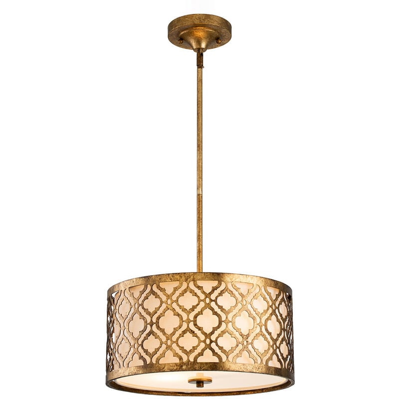 Arabella - 2 Light Medium Round Ceiling Duo-Mount Pendant Gold, E27 - Elstead