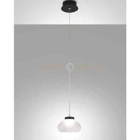 ARABELLA SOSPENSIONE BIANCA 1 LUCE IN VETRO E STRUTTURA IN METALLO A LED 3000K - 8W - 750 lm, D.14CM, SMART C/ACCESS.