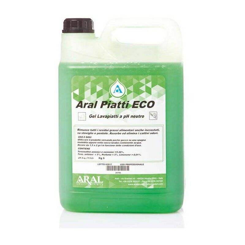 Image of Aral Piatti Eco Detergente Piatti per il Lavaggio a Mano di Stoviglie e Pentole Scatola 4 pz da 5kg