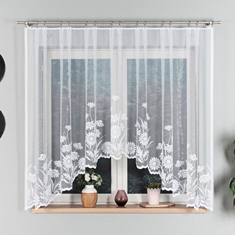 ARALIA - Fertiggardine aus Jacquard mit Schnitt unten - 300x160 cm - weiß