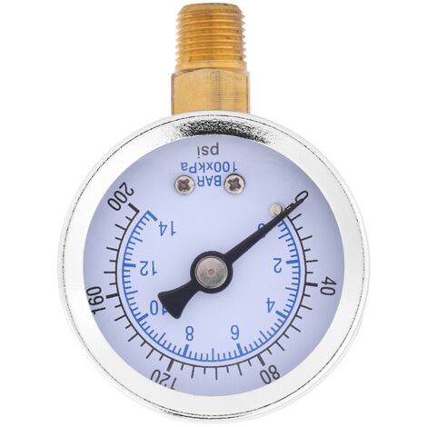 Aramox 1/8 NPT Wasserdruckprüfgerät, Metallgehäuse, 0–200 PSI (0–14 BAR), Hydraulikprüfgerät mit zwei Skalen für Sanitär- und HLK-Anwendungen
