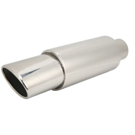 Aramox Auspuff Schalldämpfer für Autos, Universal Edelstahl Auto Auspuff Schalldämpfer Straight Through Deep Tone, Silber