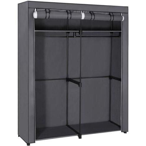 Aramrio de Tela, Armario Portátil con Varillas para Colgar, Perchero, Plegable, Guardarropa, para Dormitorio, Estudio, 140 x 43 x 174 cm, Gris