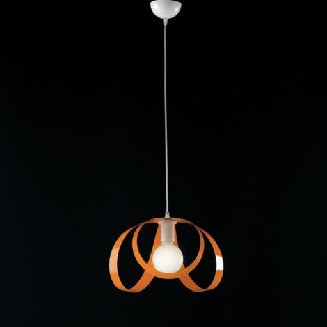 Araña de cocina suspendida en hierro Blanco Naranja una luz 32x h24 cm