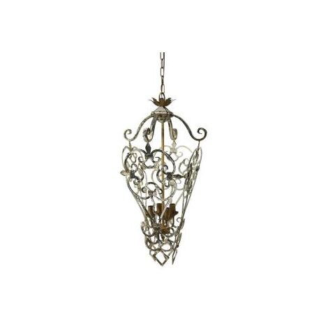 Araña de estilo clásico de metal blanqueado con accesorio