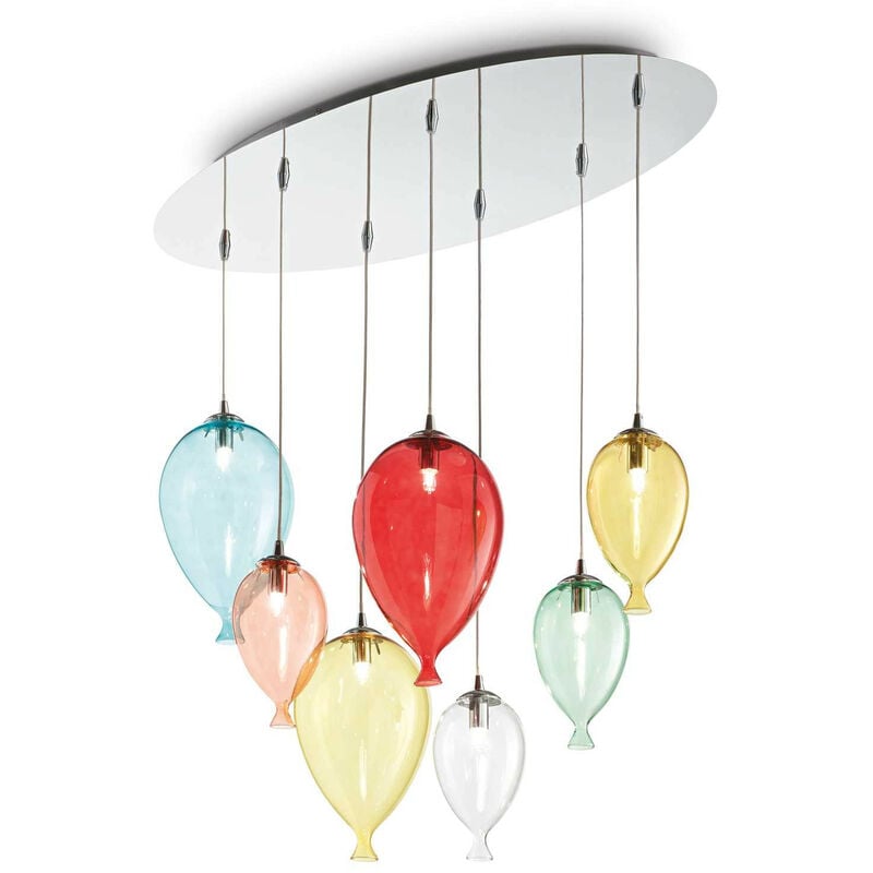 

Ideal Lux Clown - Colgante de racimo de globos ovalados de 7 luces, multicolor, G9