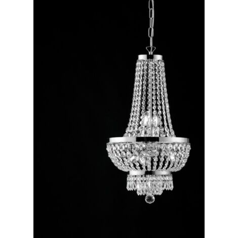 Araña imperial de hierro y latón cromado con cinco luces 35x h70 cm
