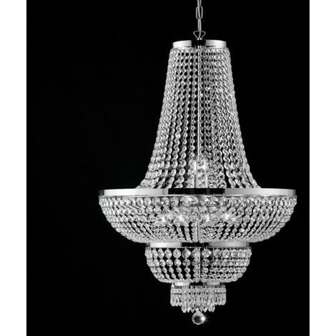 Araña imperial de hierro y latón cromado con diez luces 65x h95 cm