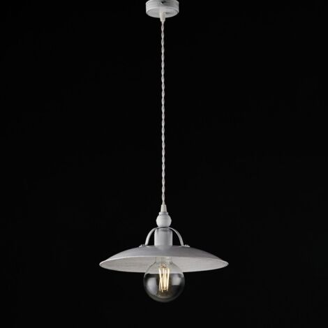 Araña industrial minimal hierro blanco plata 30x h14 cm
