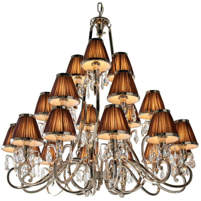 

Interiors 1900 Lighting - Interiors Oksana Nickel - Lámpara de araña de 21 brazos múltiples, acabado en placa de níquel pulido, E14