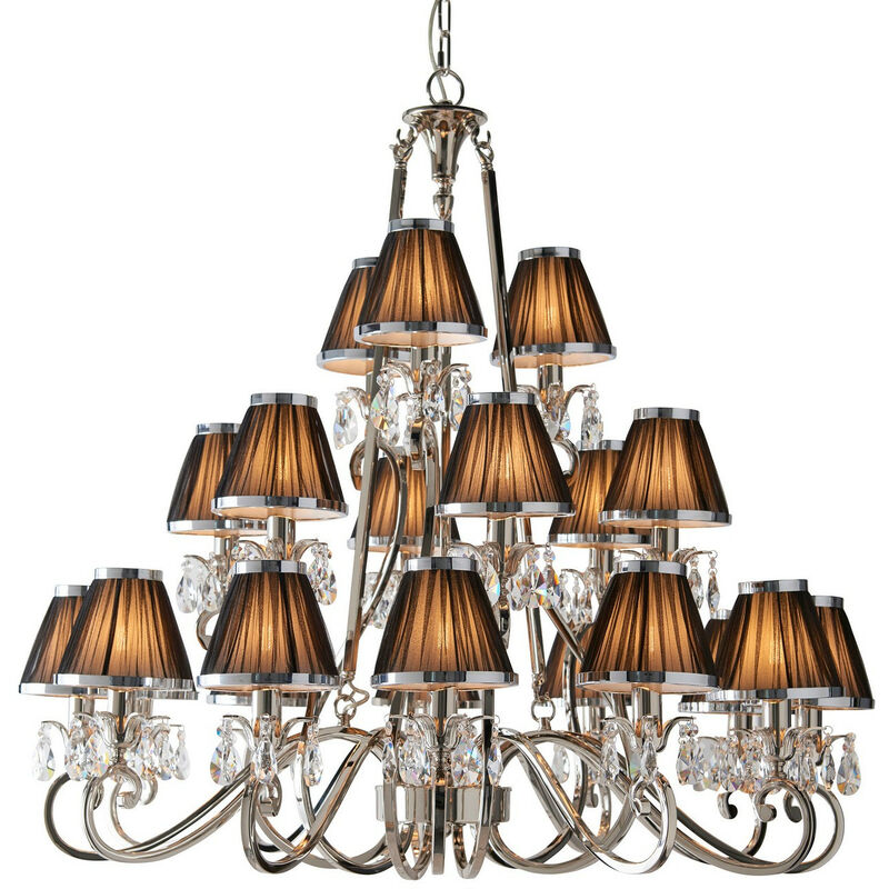 

Interiors 1900 Lighting - Interiors Oksana Nickel - Lámpara de araña de 21 brazos múltiples, acabado en placa de níquel pulido, E14