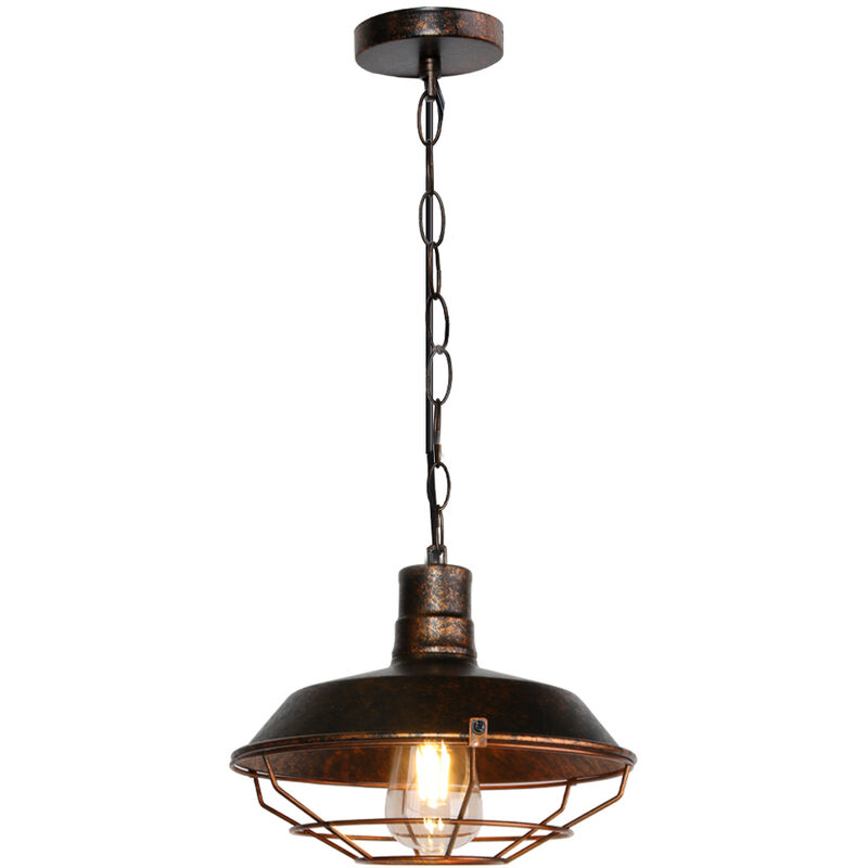 

Lámparas de Colgar Metal Retro Lámpara de Techo de Hierro Colgante Ø26CM Lustre Industrial Casa Restaurantes Cafetería Bar Óxido