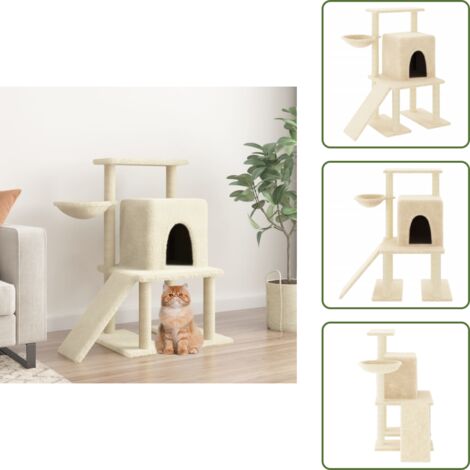 Arañado para gatos - vidaXL Rascador para gatos con postes de sisal color crema 96,5 cm - Juego de gatos