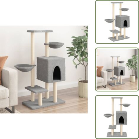 Arañado - vidaXL Rascador para gatos con postes de sisal gris claro 117 cm - Juego para gatos