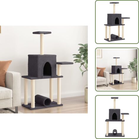 Arañado - vidaXL Rascador para gatos con postes de sisal gris oscuro 122 cm - Juego para gatos
