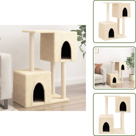 Arañar - vidaXL Rascador para gatos con postes de sisal color crema 86 cm - Juego para gatos