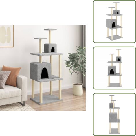 Arañar - vidaXL Rascador para gatos con postes de sisal gris claro 167 cm - Juego para gatos
