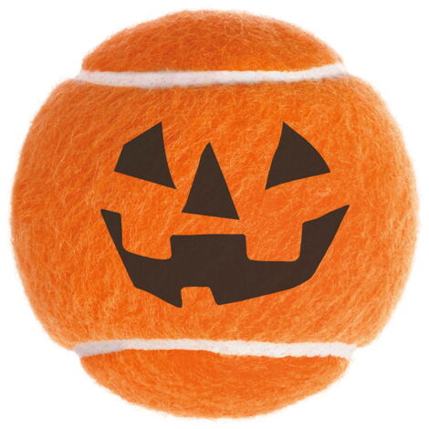 Arancione - Pallina da tennis a tema Halloween Zucca o Mostro diametro 6,4 cm per cani
