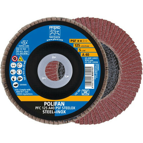 Arandela de presión dentada POLIFAN A PSF STEELOX D.125mm K.A-40 cónica acero / madera NK PFERD (Por 10)