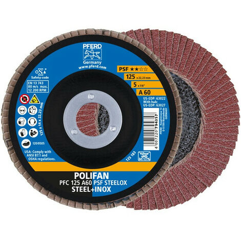 Arandela de presión dentada POLIFAN A PSF STEELOX D.125mm K.A-60 cónica acero / madera NK PFERD (Por 10)