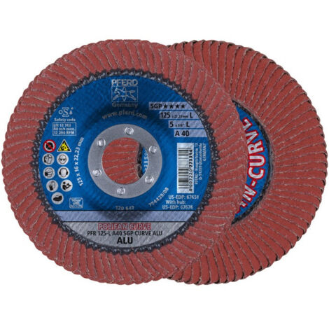 Arandela de presión dentada POLIFAN® A SGP CURVE ALU D.125mm K.40 radial Alu.NK versión L PFERD (Por 10)