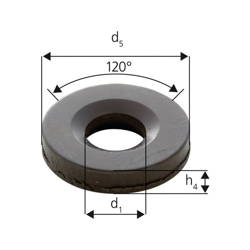 

Arandela de rótula cóncavo forma G, para Tornillo : M12, Oriﬁcio normal d1 14,2 mm, Ø exterior d5 35 mm, altura h4 : 5 mm, radio (r) : 17 mm