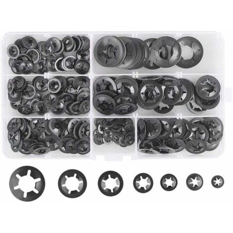 Arandelas elásticas de acero, arandelas elásticas de liberación rápida, M3, M4, M5, M6, M8, M10, M12, 7 tamaños, negras, 280 piezas