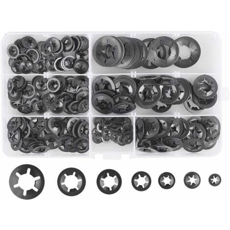 Arandelas elásticas de acero, arandelas elásticas de liberación rápida, M3, M4, M5, M6, M8, M10, M12, 7 tamaños, negras, 280 piezas