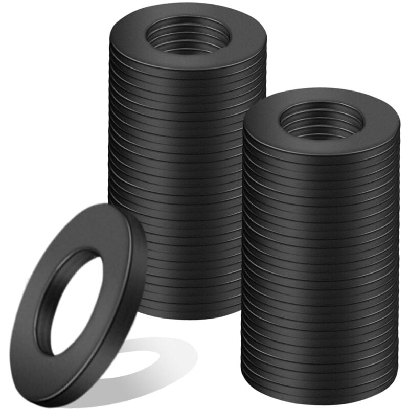 Arandelas M6 x 12 x 1,5 mm Arandelas Planas Negras 50 Piezas Arandelas de Cuerpo Espaciadores Arandelas de Junta de Acero al Carbono para