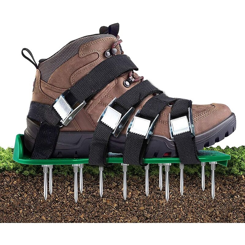 Aérateur de pelouse - Scarificateur de Gazon Adélala Chaussures avec 5 Sangles réglables et métal - Taille Universelle - Convient pour Chaussures ou