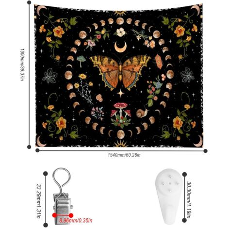 Arazzo da parete, arazzo da parete a forma di farfalla, arazzo da parete in tessuto 150 x 100 cm, per arredamento camera da letto, decorazioni da parete, arte da parete, tovaglie