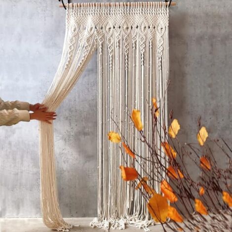 Arazzo macrame da parete: arazzo da parete in cotone tende macram¨¨ decorativo tessuto cotone arte moderna boho chic per casa camera soggiorno festa nozze 180x90cm