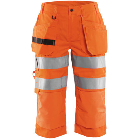 Arbeits-Pantacourt für Damen mit hoher Sichtbarkeit 7139 – Neonorange L – FR(44) – SE(C42) – Normen