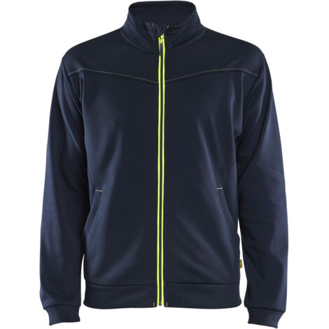 Arbeits-Sweatshirt mit Reißverschluss 3362 - Dunkelmarine/Gelb Neon L