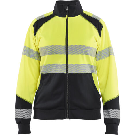 Arbeits-Sweatshirt mit Reißverschluss, Hochsichtbarkeit, Damen 3508 – Gelb/Schwarz XL