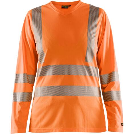 Arbeits-T-Shirt mit langen Ärmeln, geruchshemmend und UV-Schutz, HV Damen 3485 – Neonorange XL