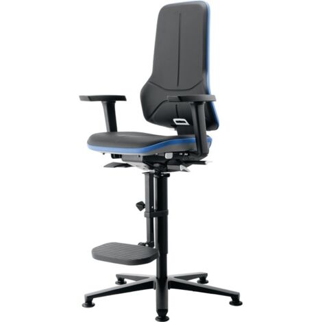 Arbeitsdrehstuhl Neon Bodengleiter+Aufstiegshilfe grau Synchrontechnik