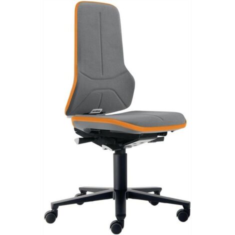 Arbeitsdrehstuhl Neon Rollen Supertec-Gewebe grau orange 450-620mm
