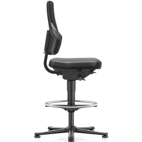 Arbeitsdrehstuhl Nexxit Gleiter+Fußring Kunstleder schwarz Griff grau 570-820mm