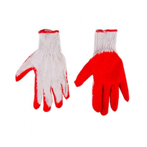 Arbeitshandschuhe, Baumwollstrick, gummiert, rot, 9 Zoll