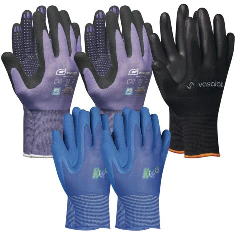 Arbeitshandschuhe Kinder 5 - 8 Jahre - Kinder Gartenhandschuhe 2x Blau + 2x Multiflex Handschuhe Damen Größe 6