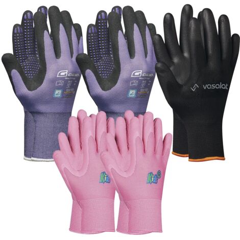 Arbeitshandschuhe Kinder 5 - 8 Jahre - Kinder Gartenhandschuhe 2x Pink + 2x Multiflex Handschuhe Damen Größe 6