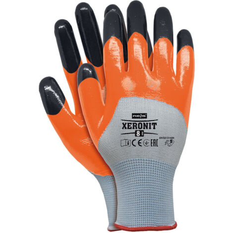 Arbeitshandschuhe mit Nitril - Beschichtung 7 orange