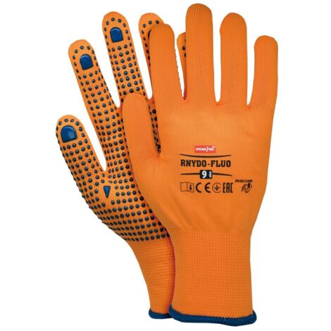 Arbeitshandschuhe mit Noppen 7 neonorange
