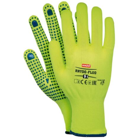 Arbeitshandschuhe mit Noppen 8 neongelb