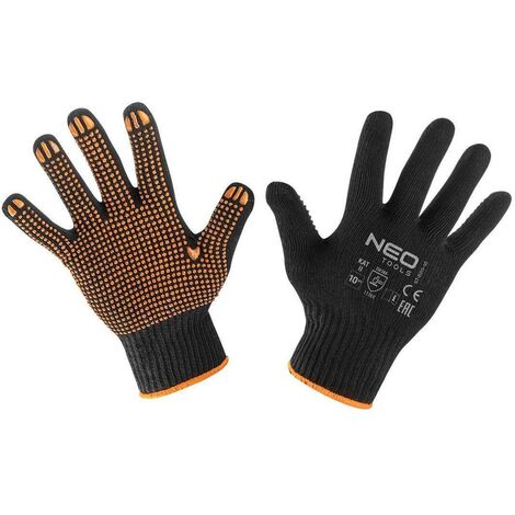 Arbeitshandschuhe mit Noppen schwarz/orange Gr. 10