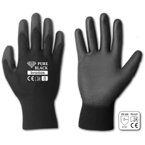 Arbeitshandschuhe mit PU-Beschichtung in Schwarz 8