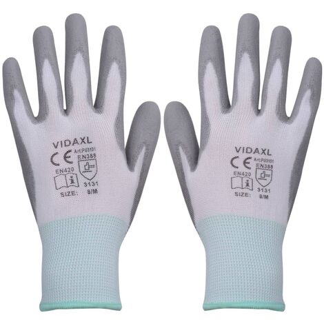 Weiss Pu Beschichtet Nitras 6210 Nylon Arbeitshandschuhe Grip Handschuhe