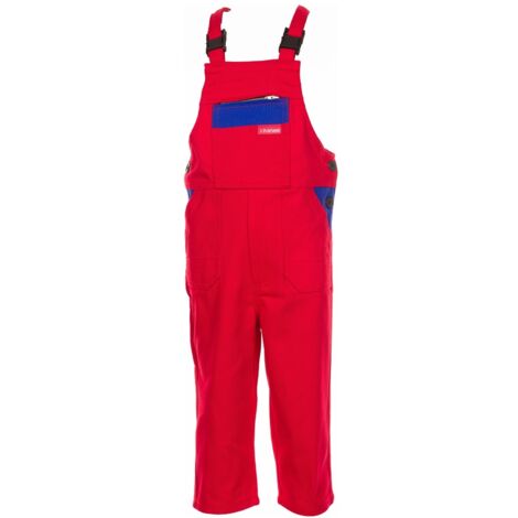 Arbeitshose Kinder-Latzhose Kinderbekleidung mittelrot/kornblumenblau Größe 110/116