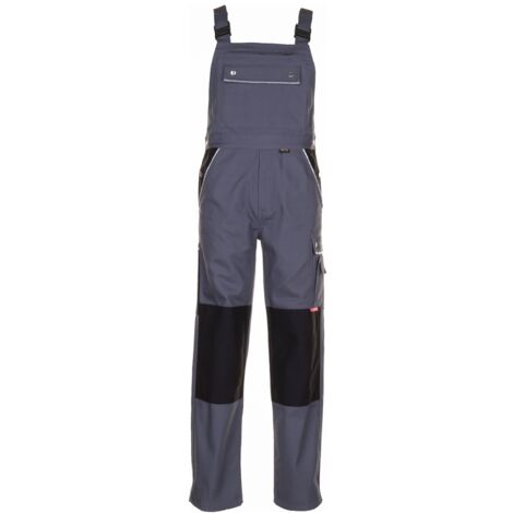 Arbeitshose Latzhose Canvas 320 grau/schwarz Größe 42